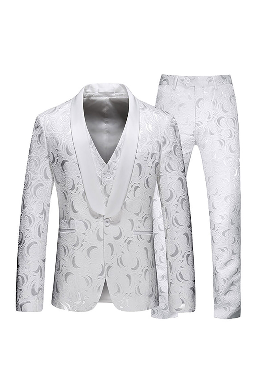 Men's Prom Suits with White Jacquard Shawl Lapel in 2 Pieces