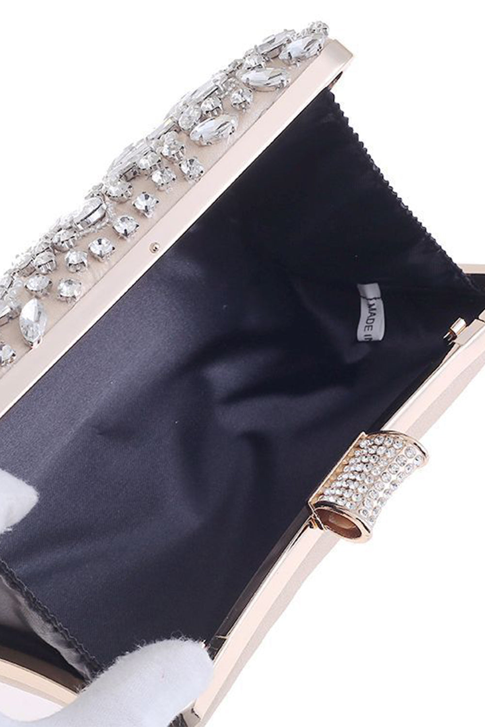 Crystal-Adorned Black Clutch for Parties