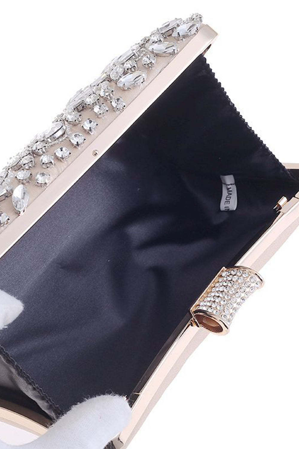Crystal-Adorned Black Clutch for Parties