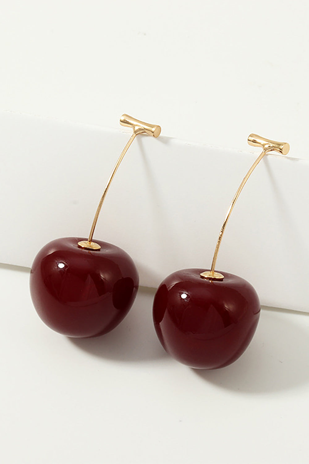 Earrings Featuring Golden Red Cherries