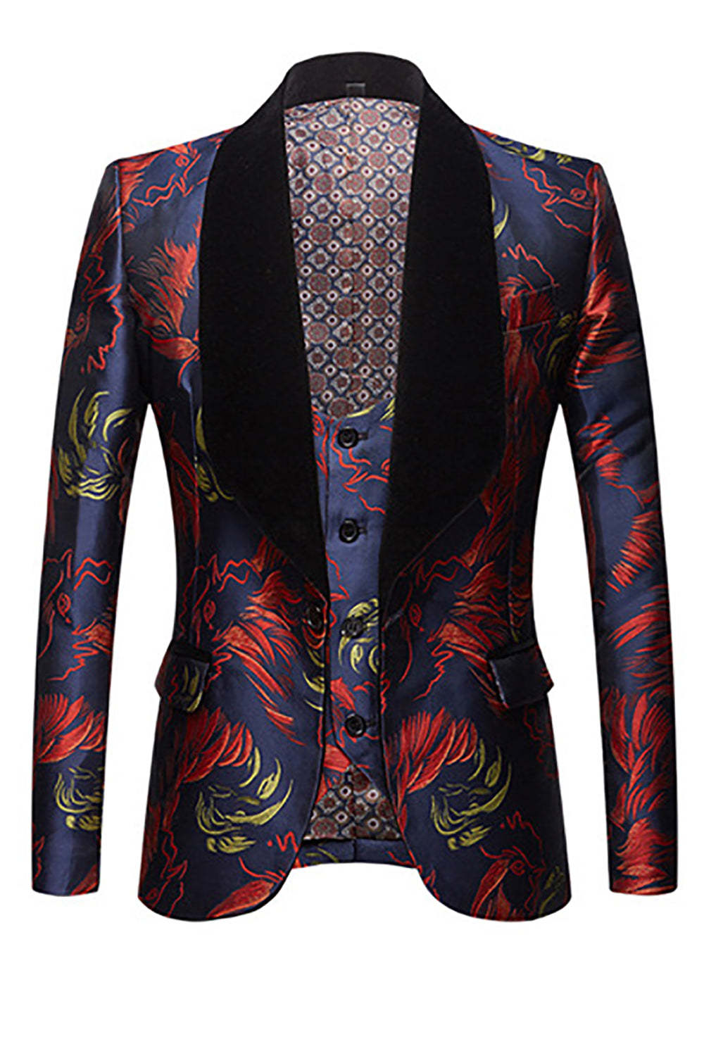 Men's One-Piece Suit in Grey Jacquard