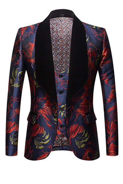 Men's One-Piece Suit in Grey Jacquard
