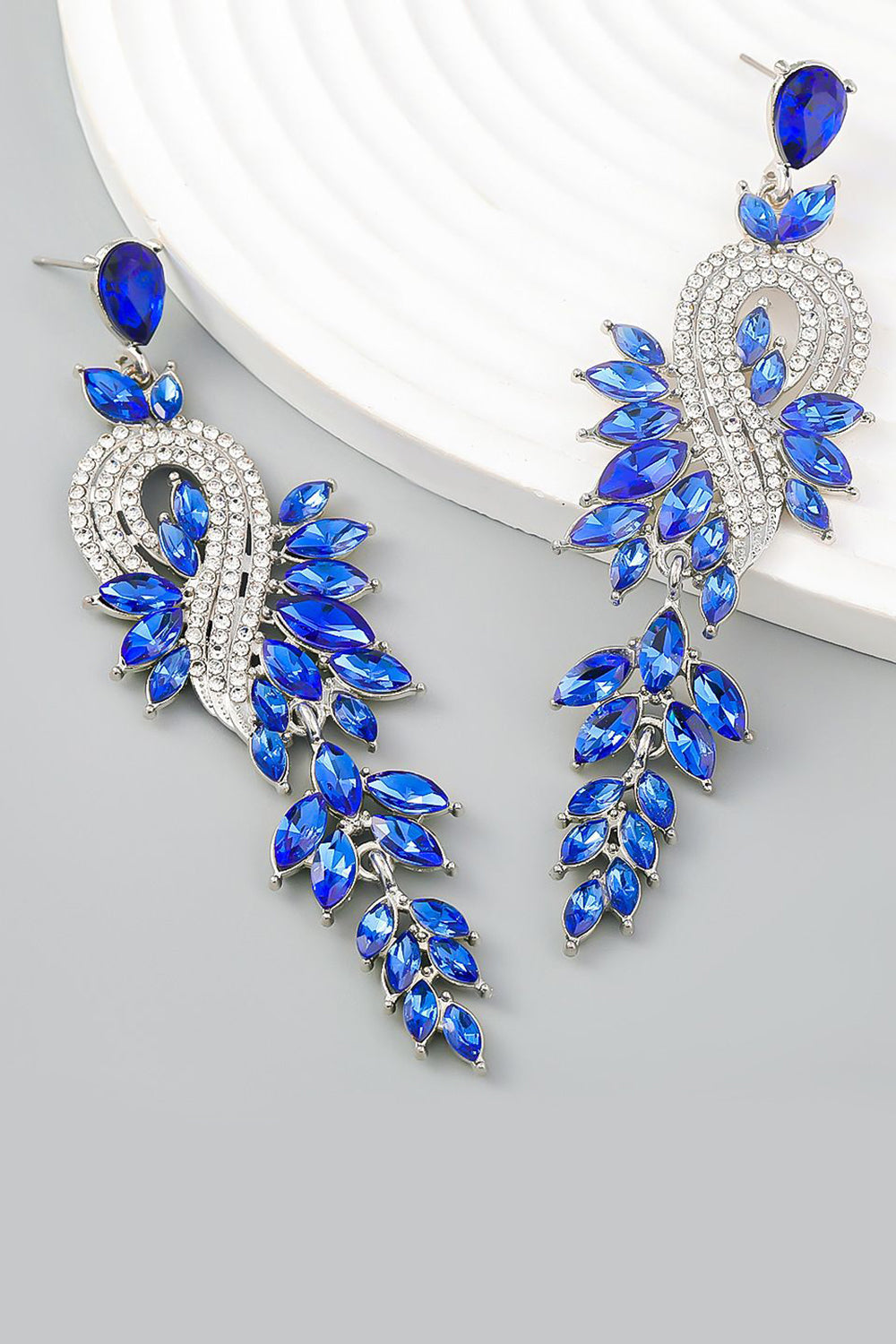 Earrings in Green Featuring Beadings and Rhinestones