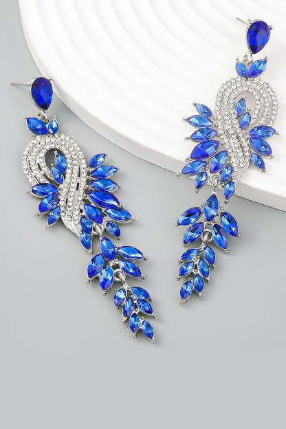 Earrings in Green Featuring Beadings and Rhinestones