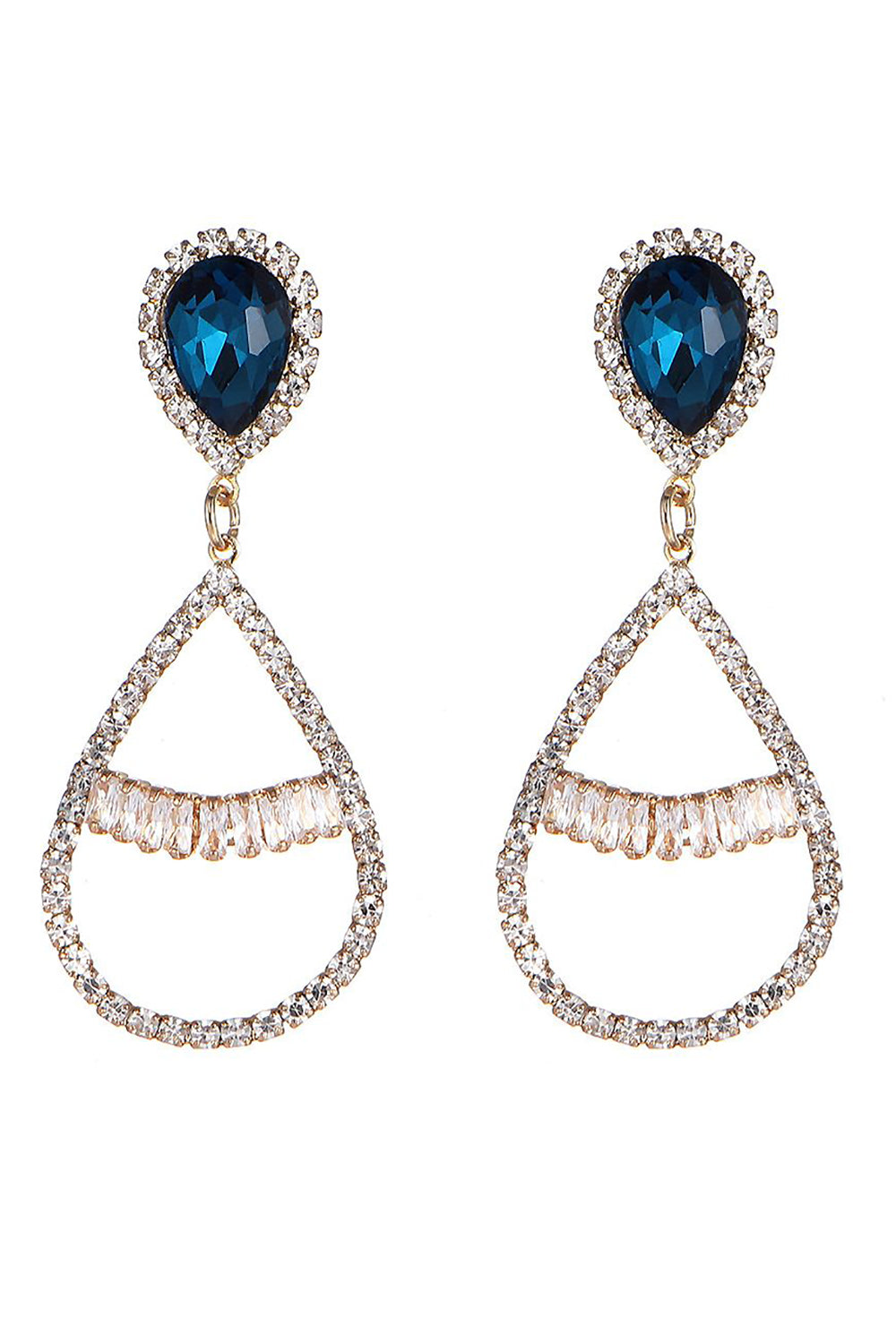 Elegant Beaded Prom Earrings in Royal Blue