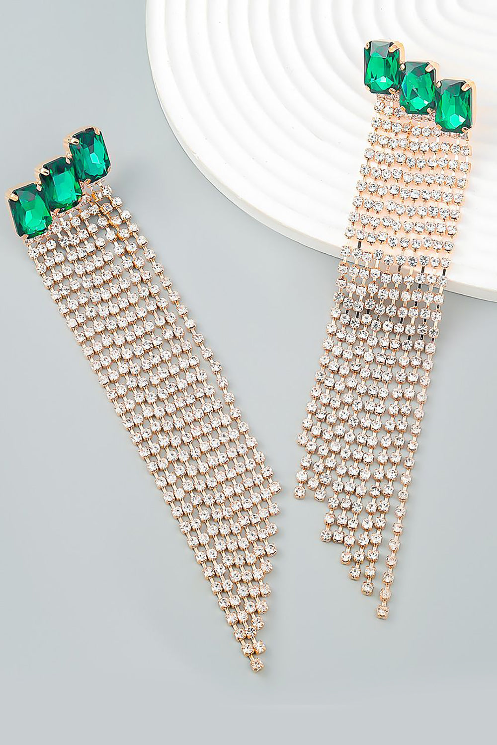 Party Earrings with Fuchsia Beads and Rhinestones