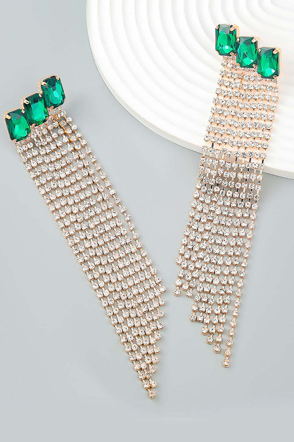 Party Earrings with Fuchsia Beads and Rhinestones