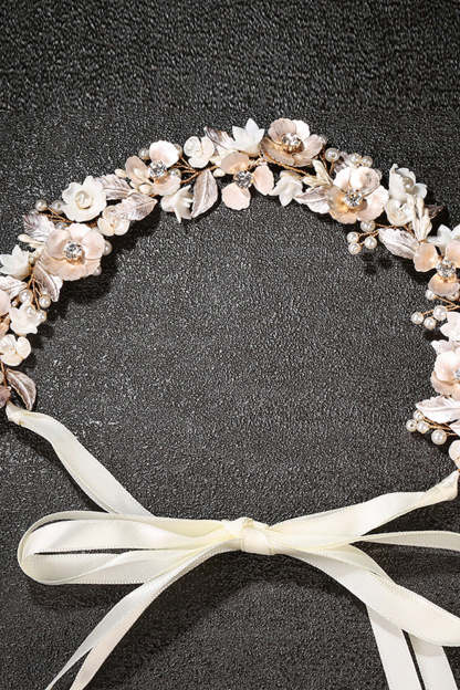 Bridal Headband with Golden Flower