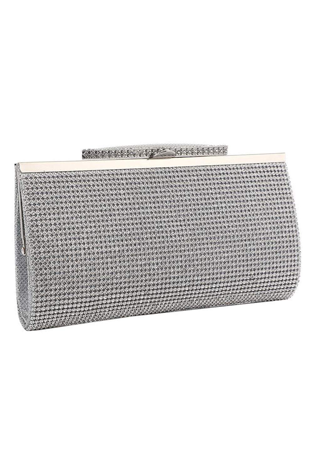 Evening Clutch Bag with Silver Rhinestones