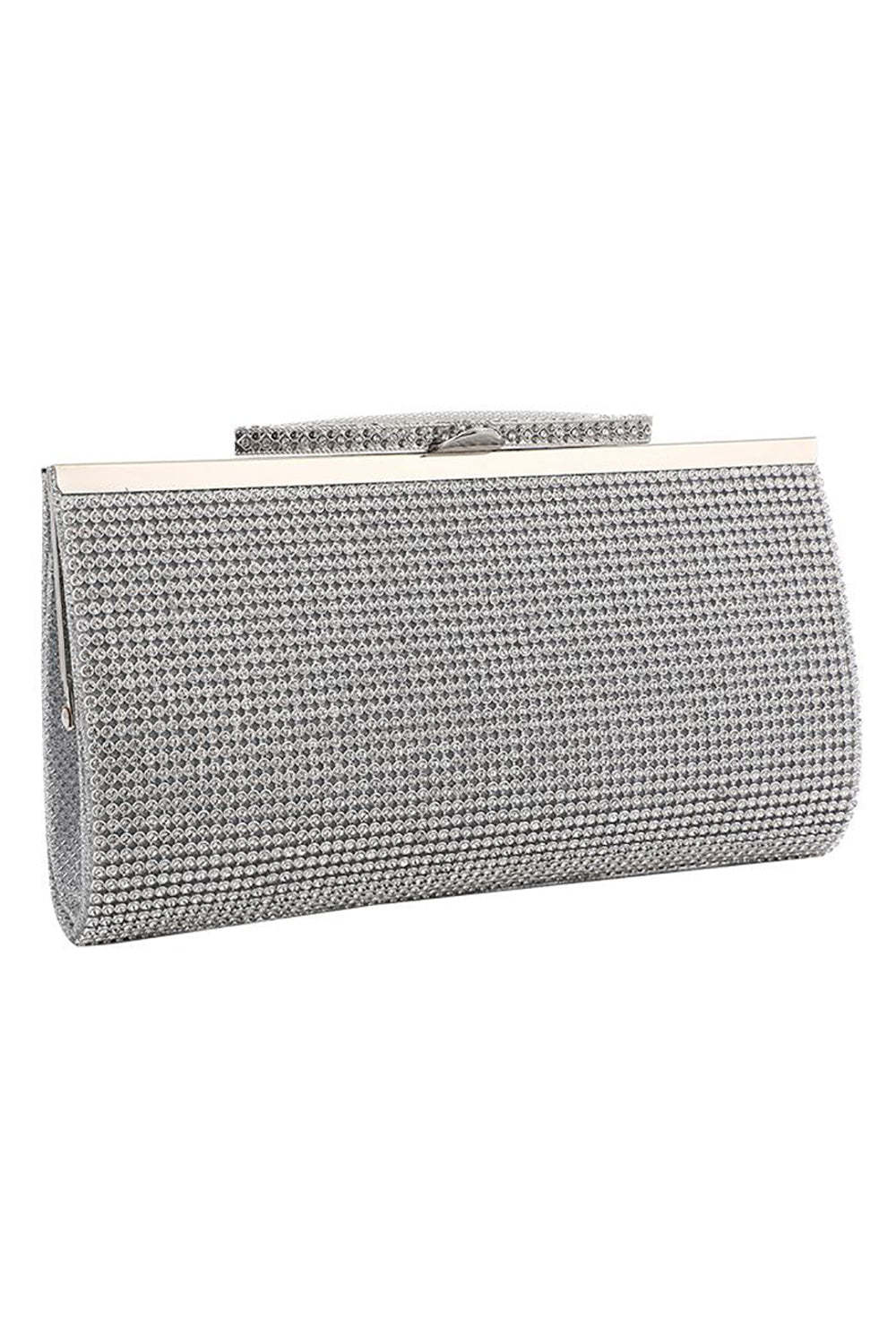 Evening Clutch Bag with Silver Rhinestones