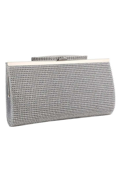 Evening Clutch Bag with Silver Rhinestones