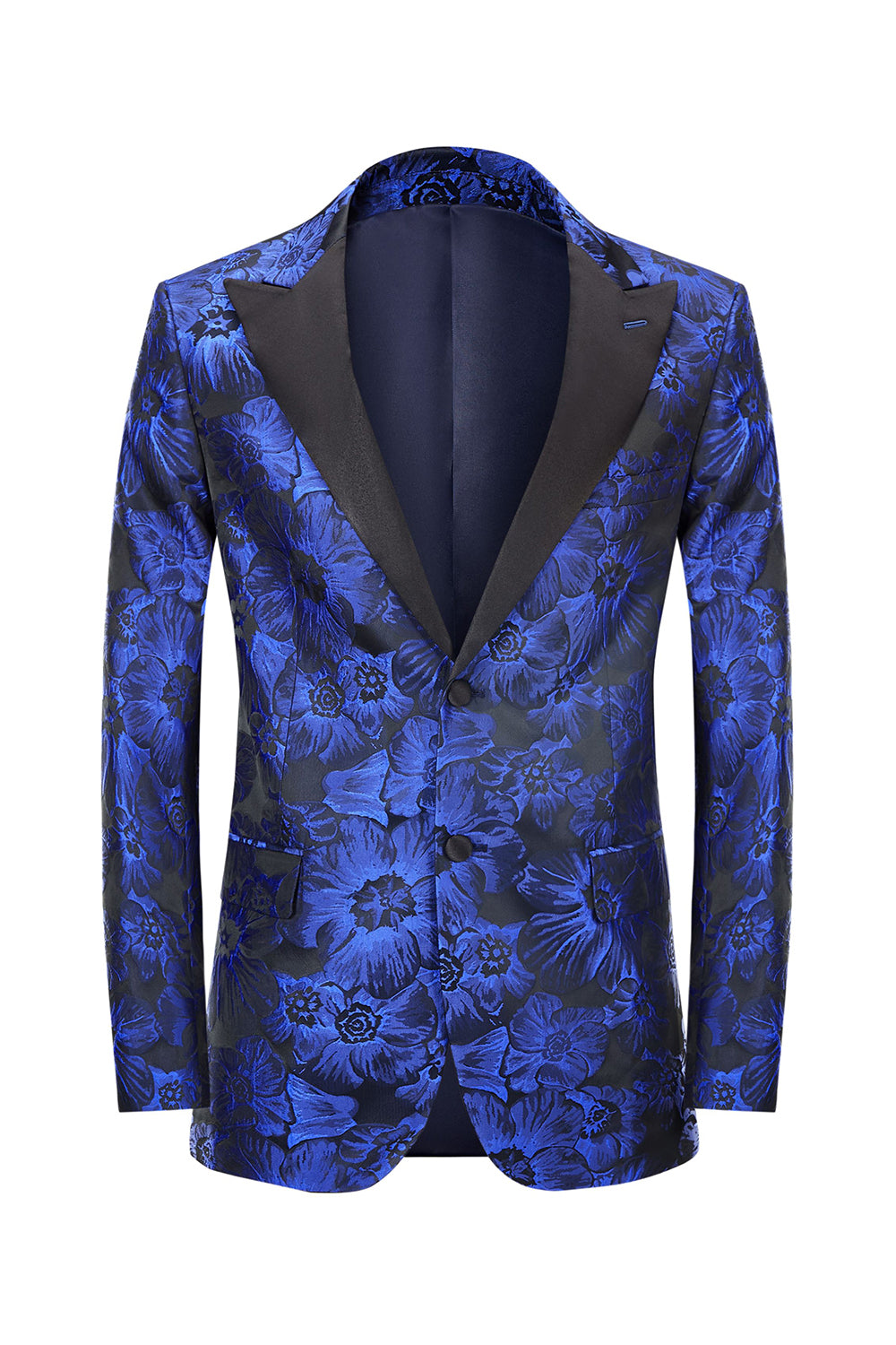 Royal Blue Jacquard Peak Lapel Prom Blazer for Men