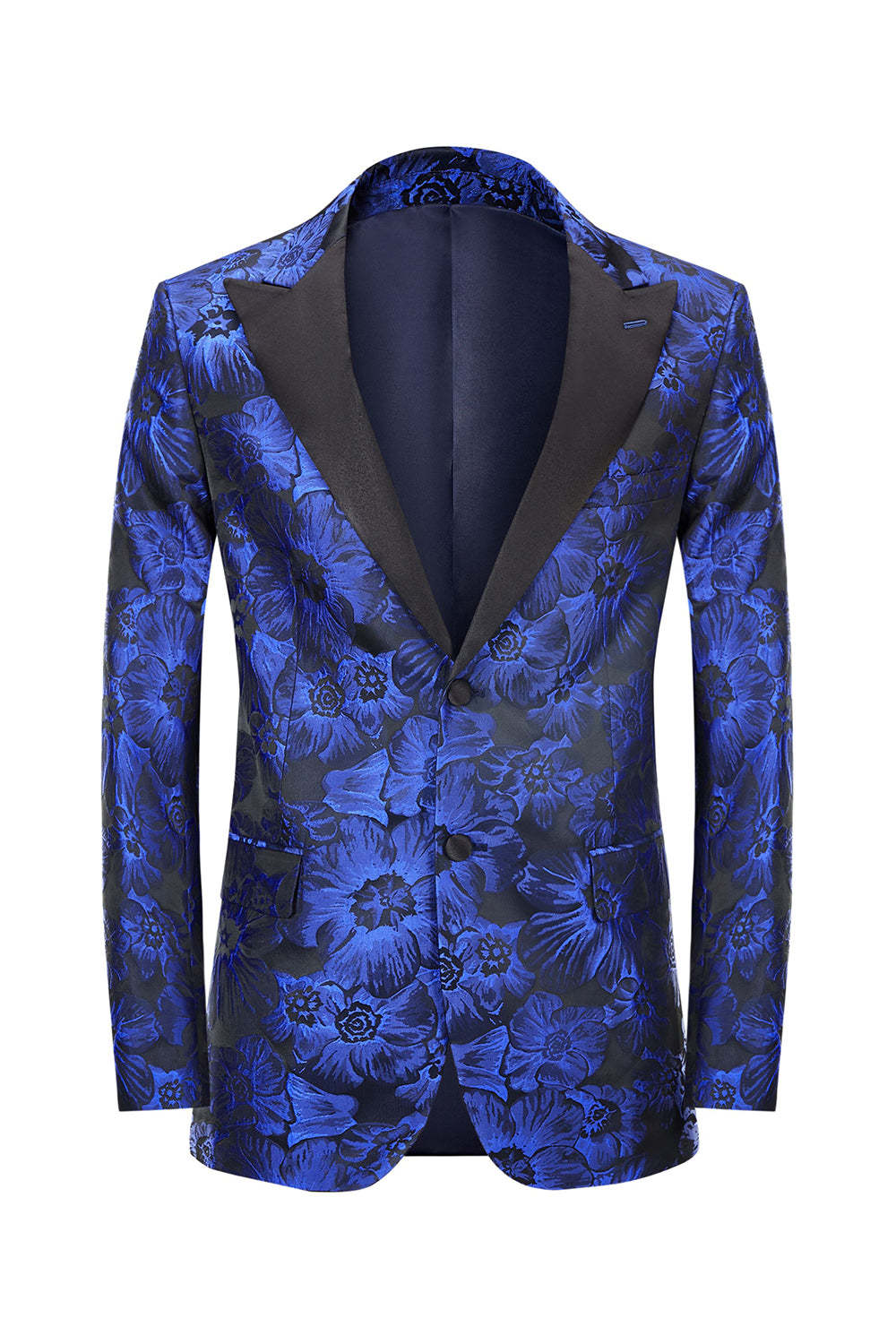 Royal Blue Jacquard Peak Lapel Prom Blazer for Men