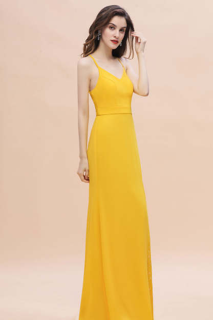 Gorgeous Spaghett Straps V-Neck Chiffon Lace Bridesmaid Dress Online
