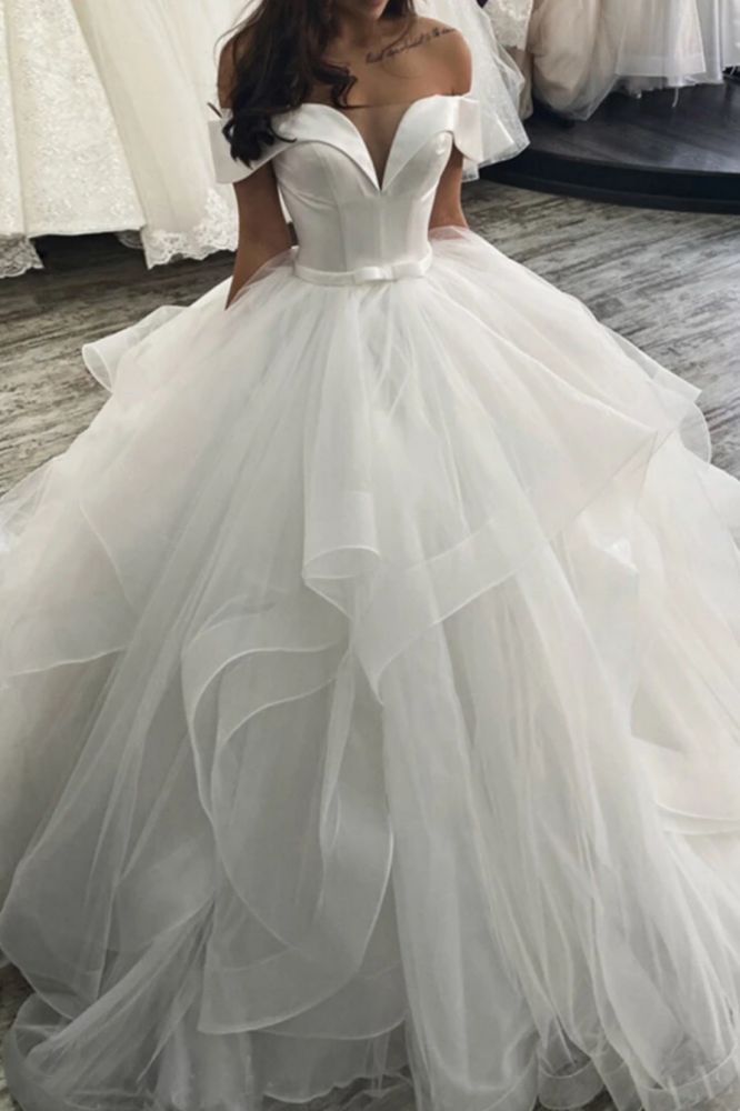 New Arrival Off-the-Shoulder Princess Puffy Layers Wedding Dress