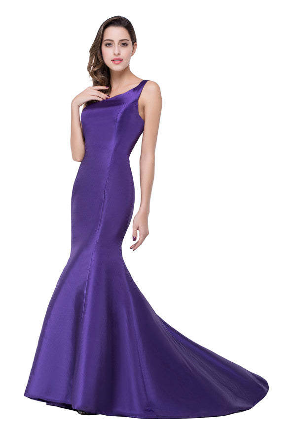 One-shoulder Sweep-length Mermaid Satin Bridesmaid Dresses
