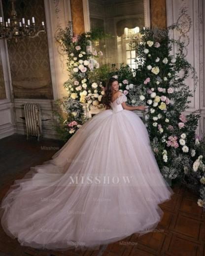 Princess Luxury Wedding Dresses Glitter with Lace