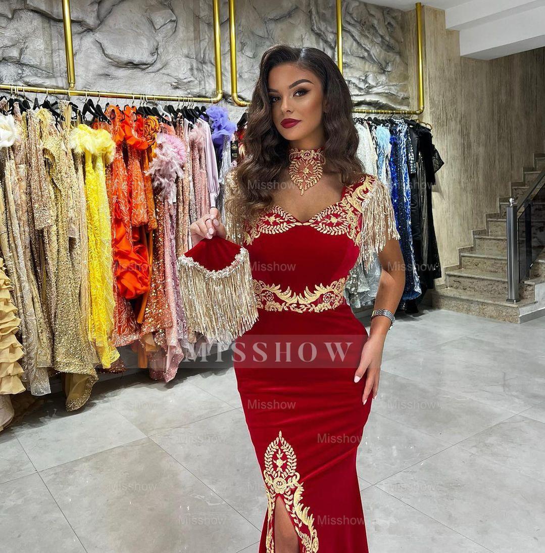 Sexy Floor Length Sweetheart Sleeveless Mermaid Ruby Prom Dress with Split