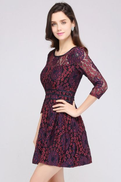 Short Lace A-line Scoop Cocktail Dresses