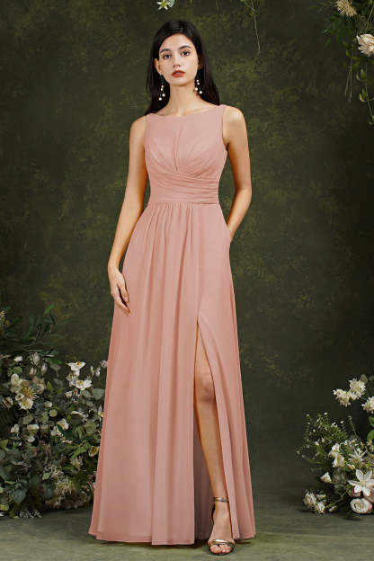 Sleeveless Bridesmaid Dress Long With Slit Online