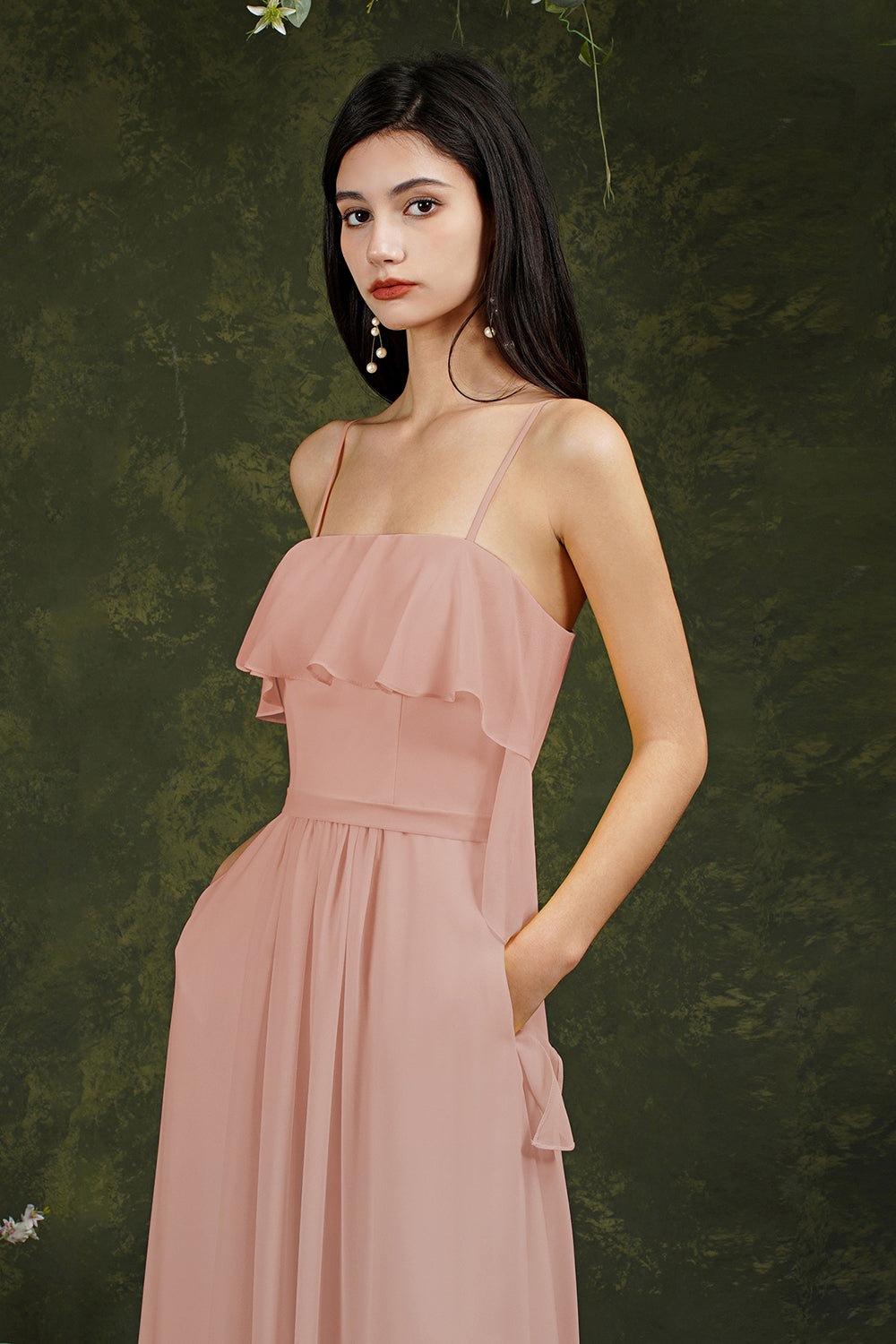 Spaghetti Strapes Split Front Aline Tulle Long Prom dress