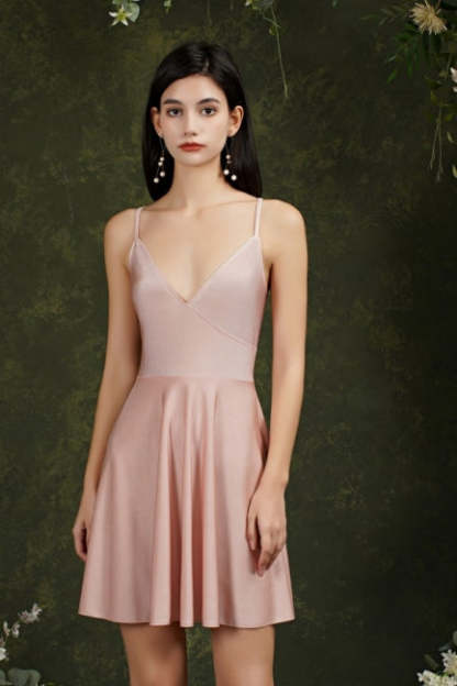 Spaghetti Straps Sleeveless A-Line Satin Short Cocktail Dresses