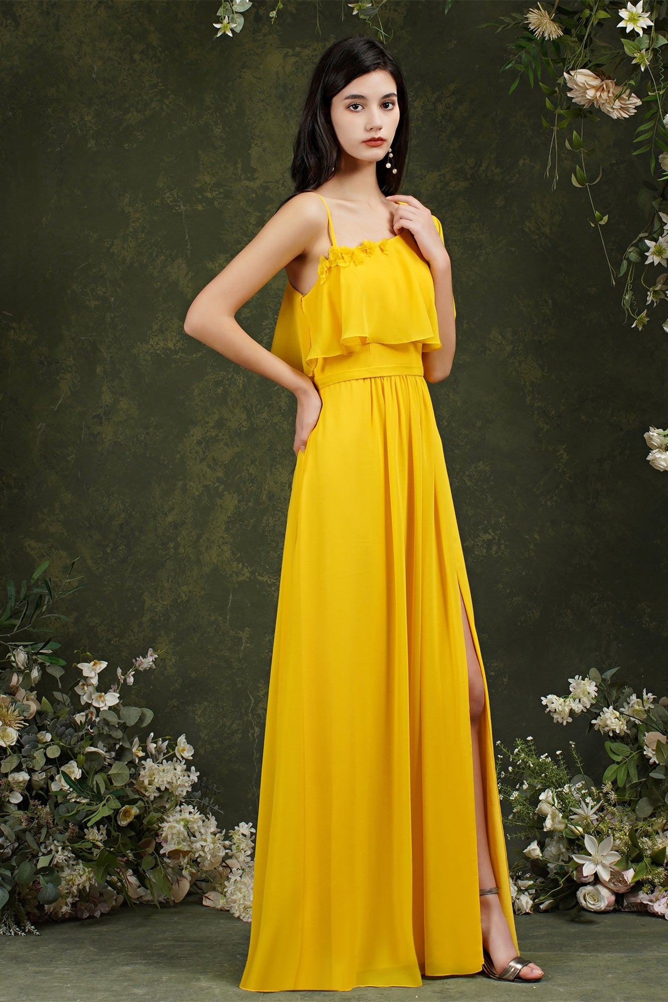 Stylish Split Front One-shoulder Tulle Aline Prom dress