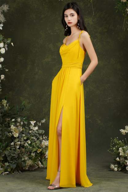 Tulle Spaghetti strapes Aline Split Front Prom dress
