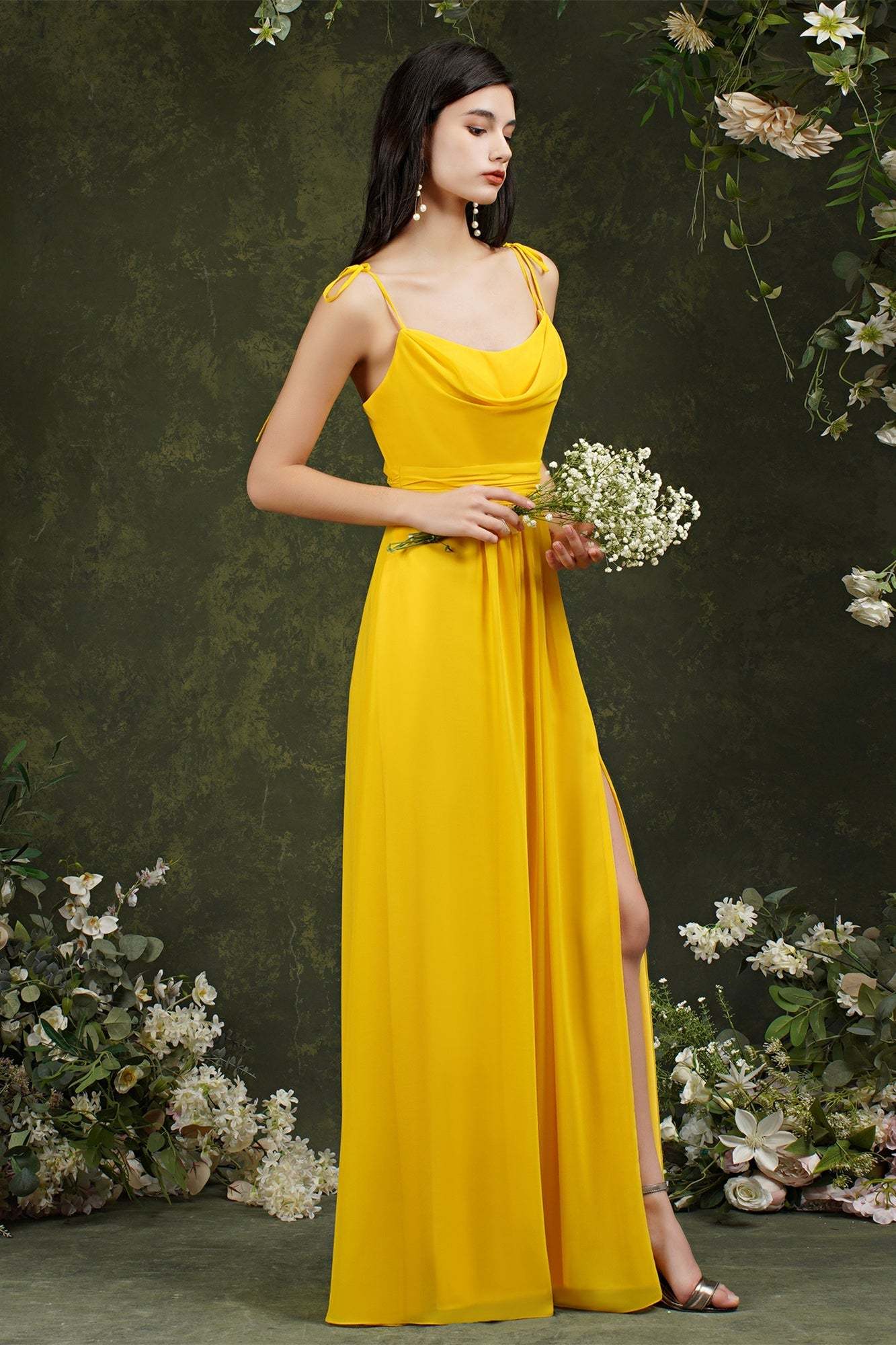 Tulle Spaghetti strapes Aline Split Front Prom dress