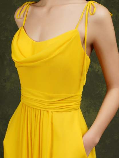 Tulle Spaghetti strapes Aline Split Front Prom dress