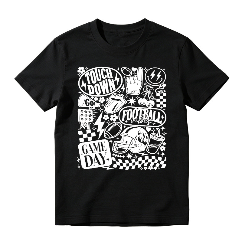 Football Vibes Game Day Doodle Graphic T-shirt