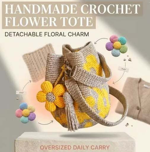 Handmade Crochet Flower Tote 🌼✨