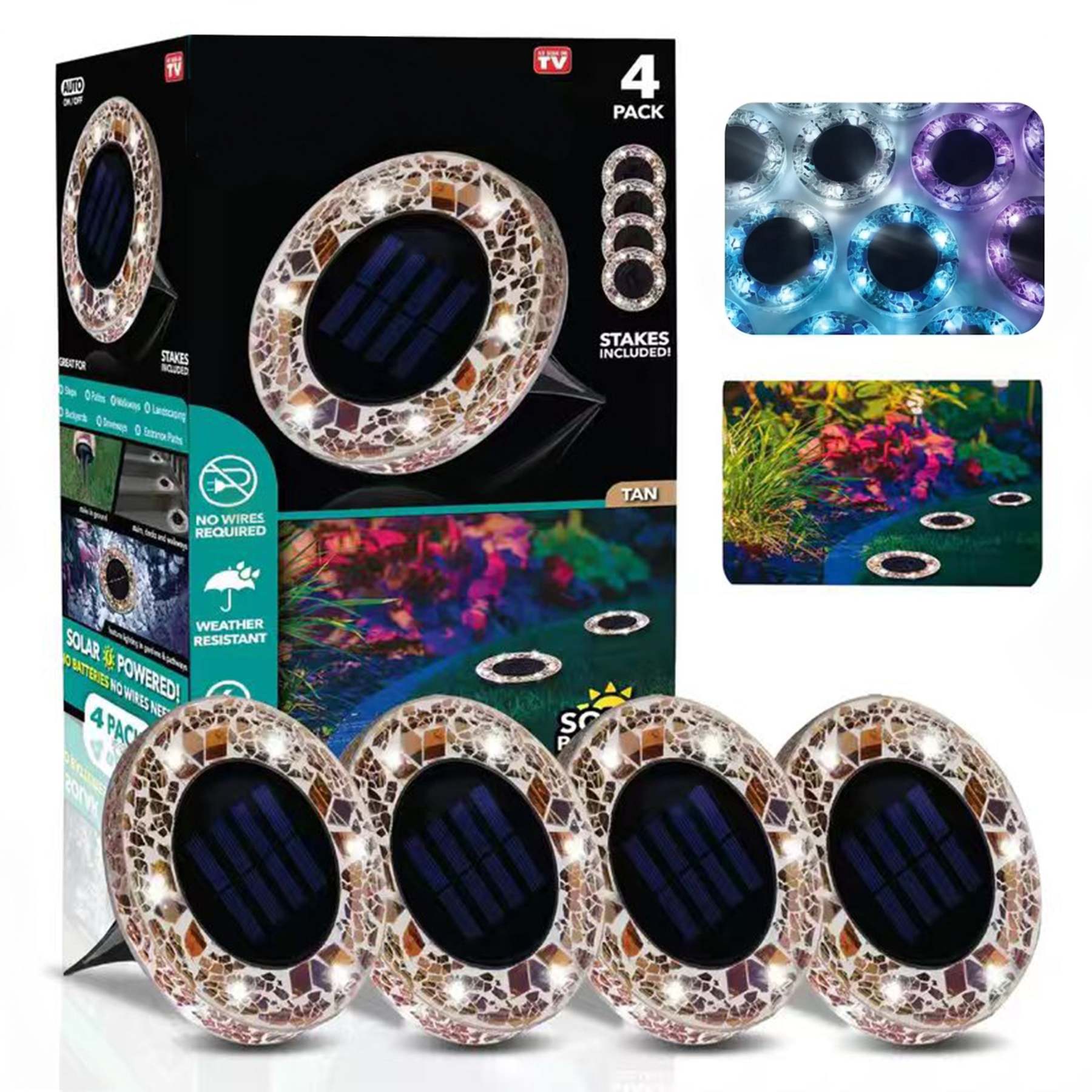 🛋️Solar Mosaic Lights – Waterproof LED Pathway Lights with Auto On/Off