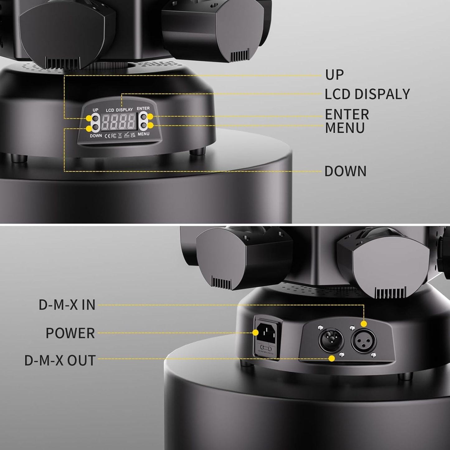 120W RGBW 6-Arm Moving Head Beam Light with Remote Control-E9