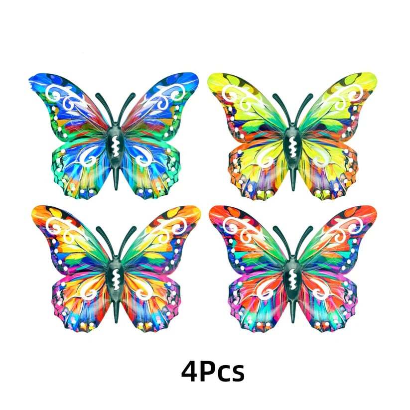 🦋4Pcs Butterfly Metal Wall Decor,Outdoor Hanging Wall Art Sculptures Decoration