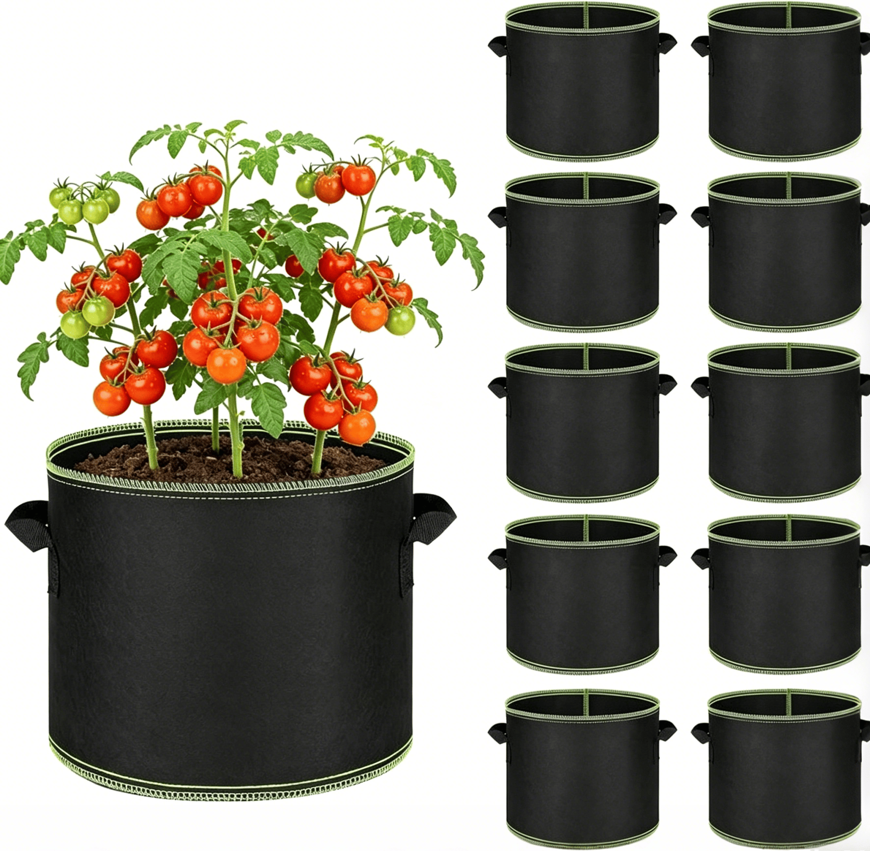 🔥Last Day 50% OFF - 🌱 5-Pack 5 Gallon Grow Bags – Heavy Duty Aeration Fabric Pots with Handles for Vegetables, Flowers & Fruits 🪴