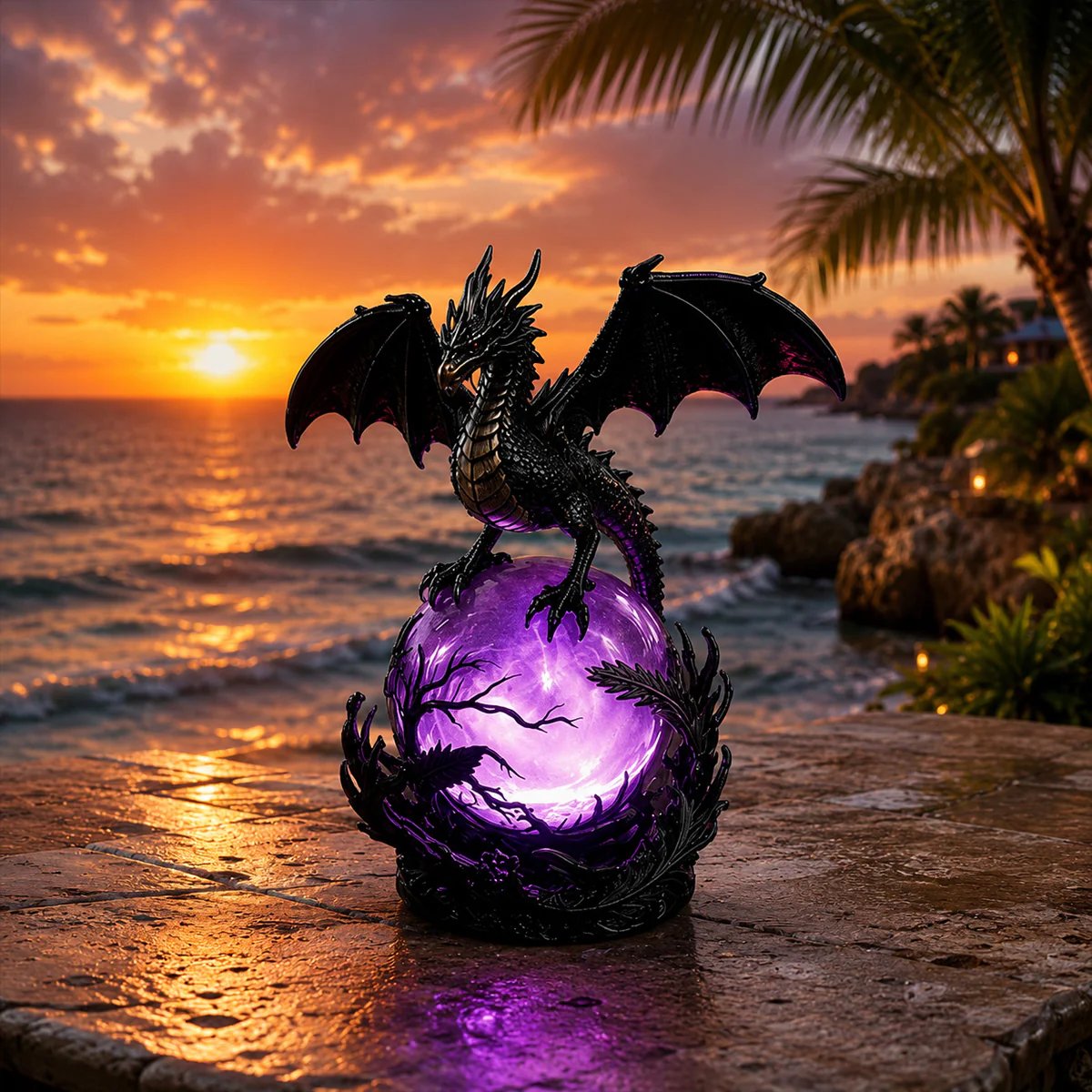 Gothic Dragon LED Crystal Ball Lamp for Dark Aesthetic Decor