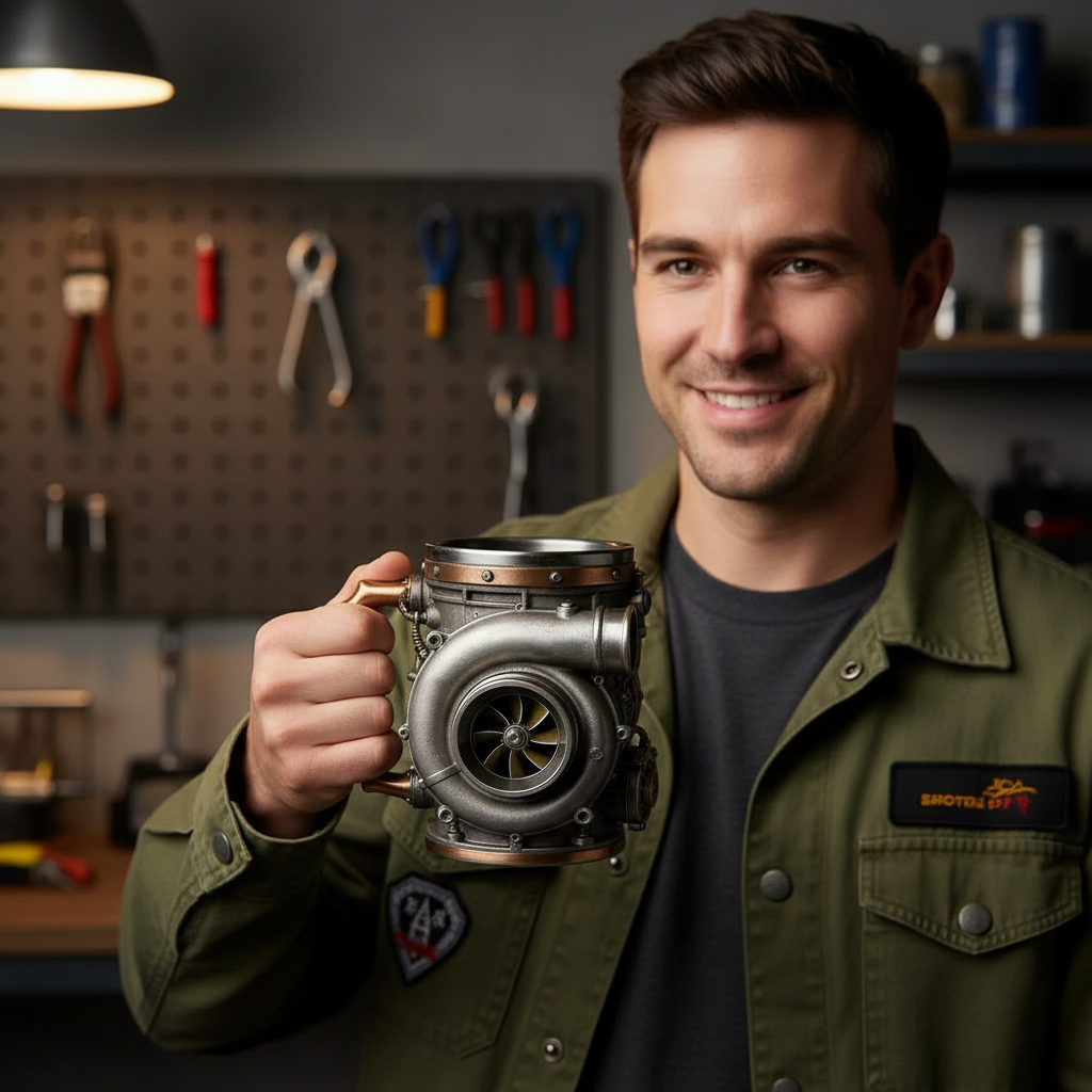 Turbocharger Mug – The Ultimate Gearhead’s Coffee Companion 🏁☕
