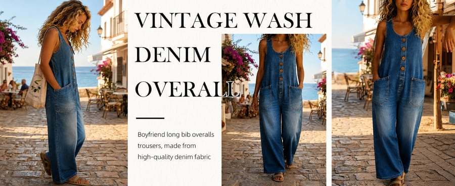 🔥Last Day SALE 49% OFF - 🤠👖Vintage Loose Wide Leg Denim Bib Overalls for Women(📦Buy 2 Free Shipping)