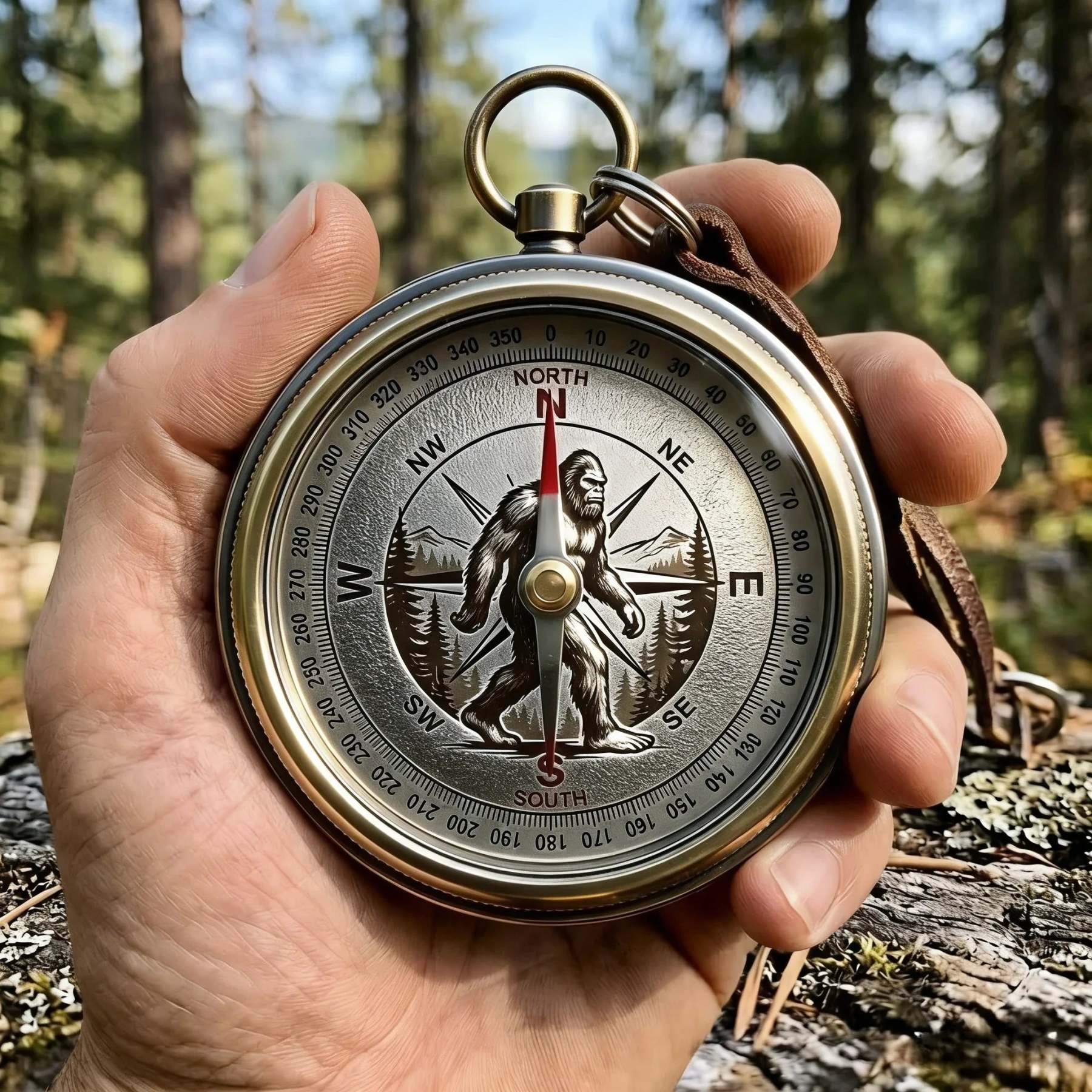 🧭 Bigfoot Adventure Compass – Sasquatch Explorer Gift for Men, Camping & Hiking Gear