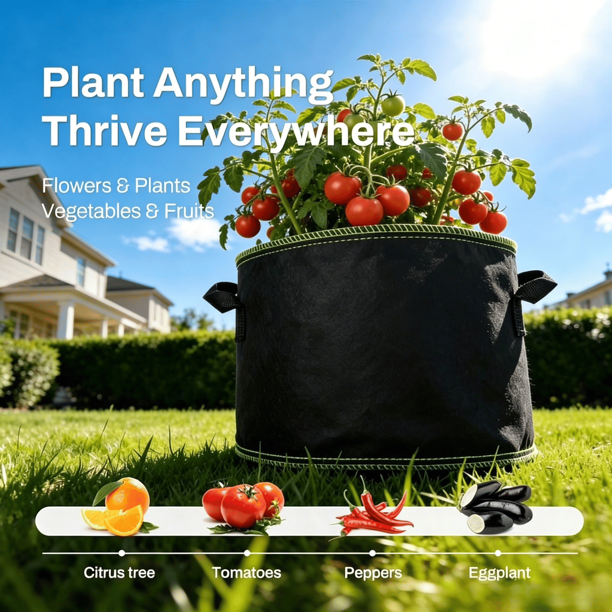 🔥Last Day 50% OFF - 🌱 5-Pack 5 Gallon Grow Bags – Heavy Duty Aeration Fabric Pots with Handles for Vegetables, Flowers & Fruits 🪴