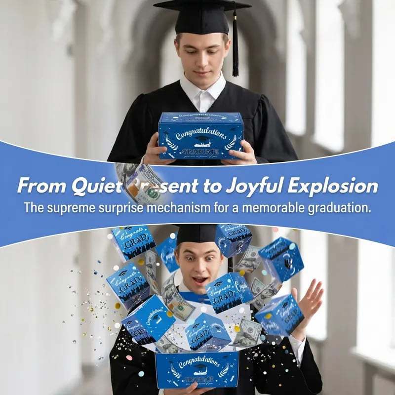 2026 Graduation Explosion Pop Gift Box -🎓 Surprise Bounce Cash Box Grad Party Gift Bag Set
