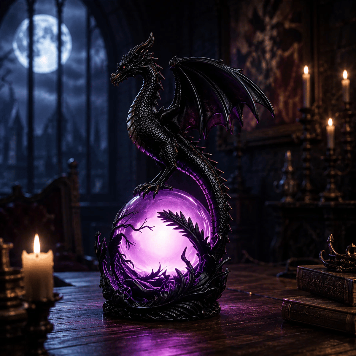 🔮🐉Gothic Dragon LED Crystal Ball Lamp for Dark Aesthetic Decor✨