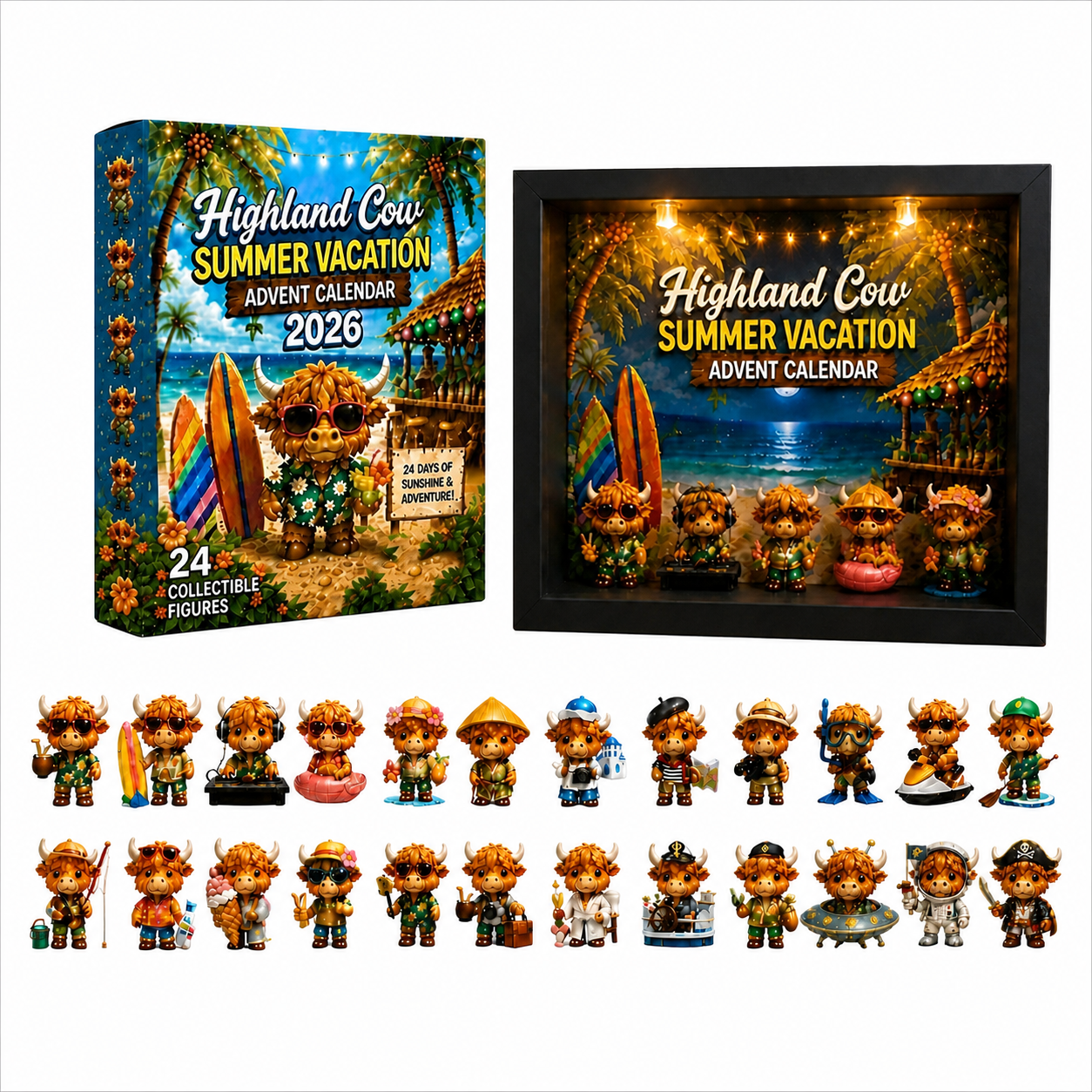 🔥FLASH SALE 50% OFF - 🏖️🐮Highland Cow Summer Vacation Advent Calendar 2026