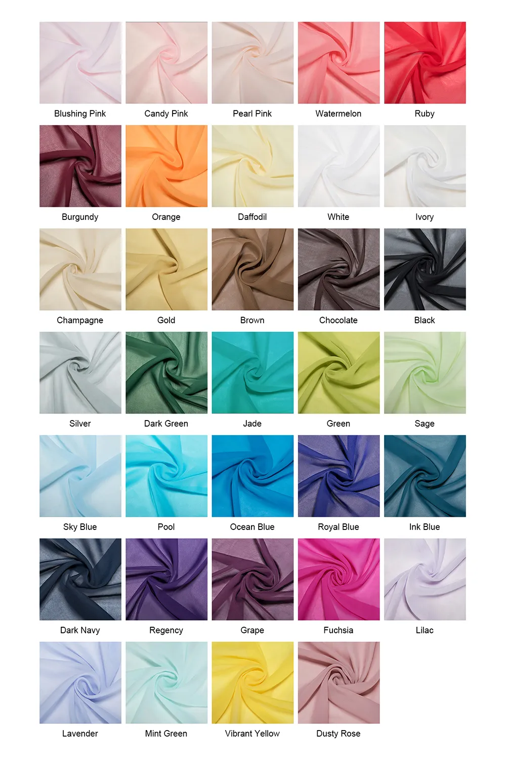 Chiffon Color Chart
