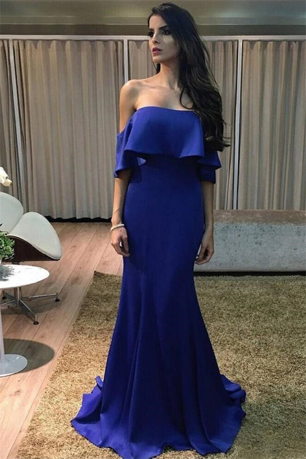 Tiered Strapless Prom Dresses Mermaid Sleeveless Sexy Evening Dresses Cheap