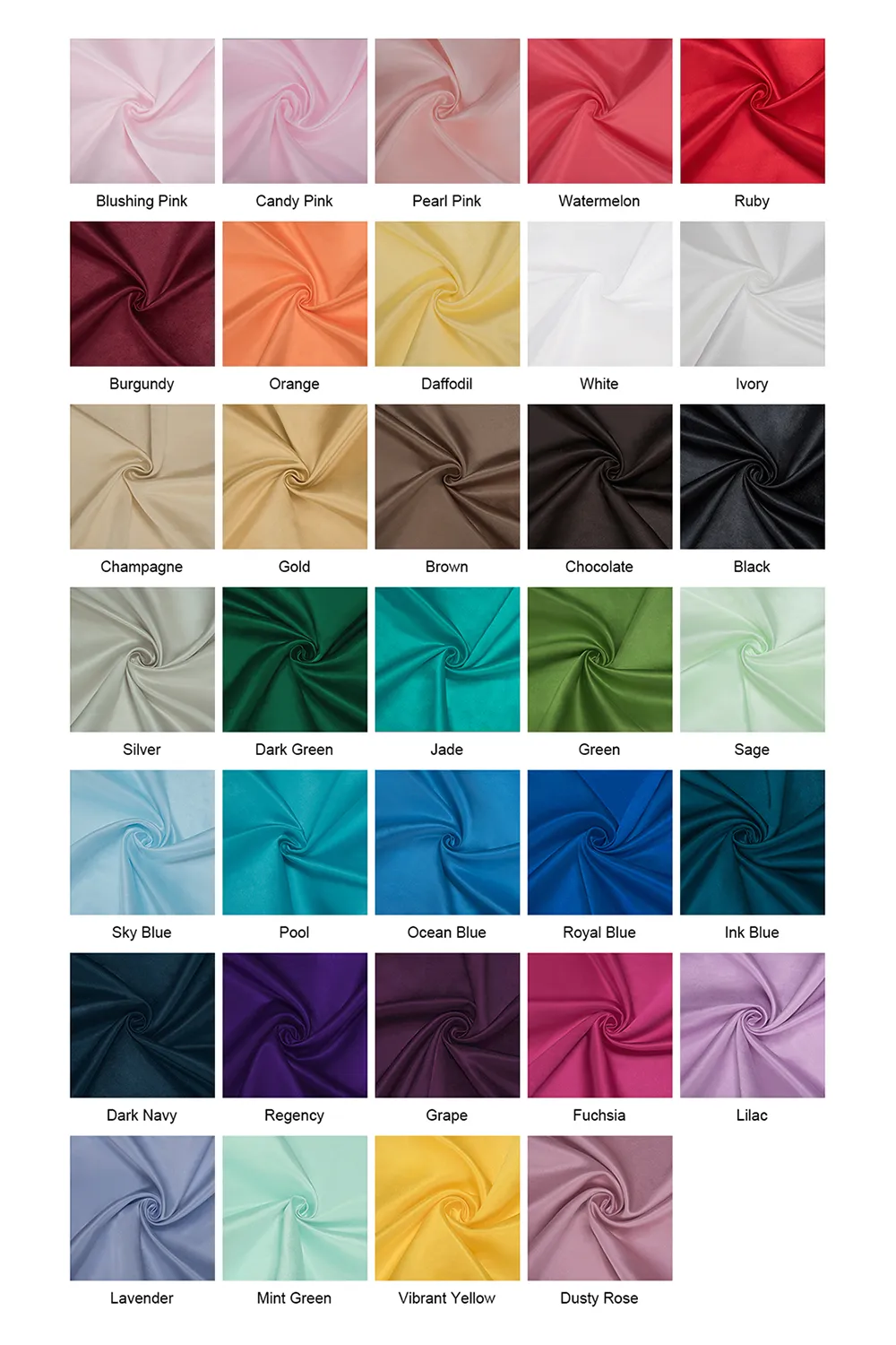 Satin Color Chart