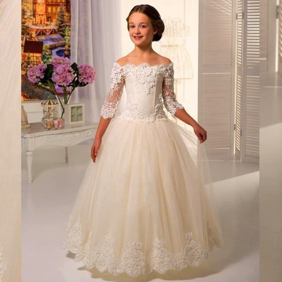 Flower Girl's Dresses for Wedding First Communion Dresses Puffy Girl's Party Dresses