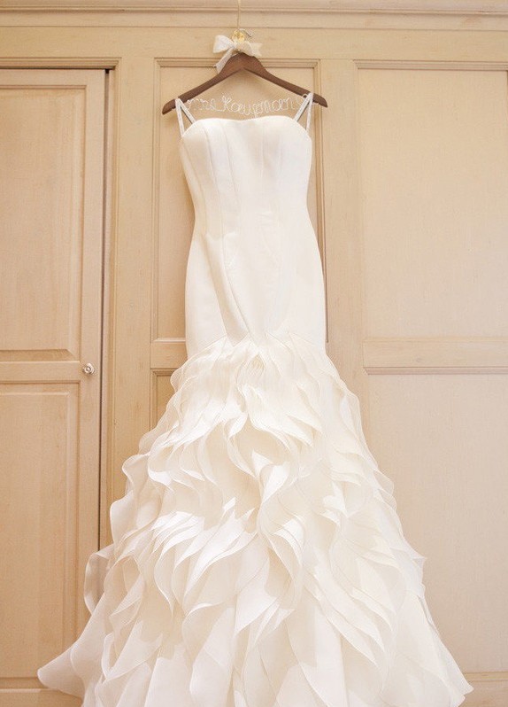Strapless Mermaid Ruffles Train Wedding Dresses Simple Court Train Bridal Gowns