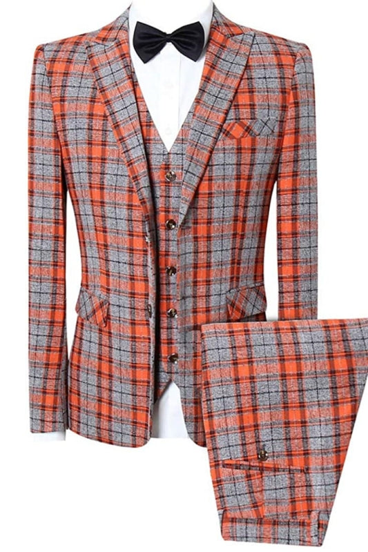 men-orange-plaid-peaked-lapel-3-pieces-blazer-business-wedding-party-suits
